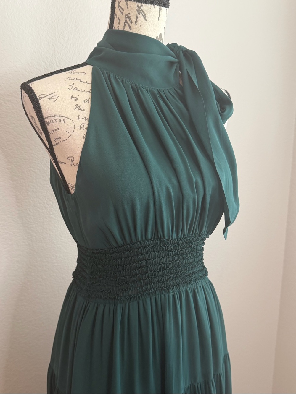 Ulla Johnson Maya Silk Chiffon Everglade Halter Midi Dress Smocked Waist | 4 - Picture 4 of 8